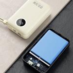 Baterie externa portabila Dudao K14 Plus, 20000 mAh, 22.5W, 1x USB-C, 1x USB-A,1x Cablu USB-C, 1x Cablu Lightning, Quick Charging, Bej 9 - lerato.ro