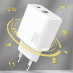 Incarcator retea Dudao A26TEU, 25W, 1xUSB-C, 1xUSB-A, Quick Charging, Alb 4 - lerato.ro