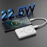 Baterie externa magnetica Wireless Dudao K14S, 5000mAh, 20W, 1xUSB-C 1xUSB-A, Incarcare Wireless 15W, Alb 3 - lerato.ro