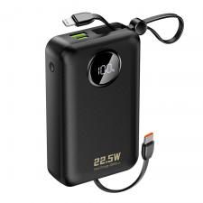 Baterie externa portabila Dudao K14 Plus, 20000 mAh, 22.5W, 3A, 1x USB-C, 1x USB-A, 1x Cablu USB-C, 1x Cablu USB-A, Display LED, Negru