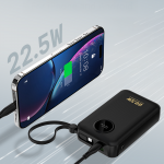 Baterie externa portabila Dudao K14 Plus, 20000 mAh, 22.5W, 3A, 1x USB-C, 1x USB-A, 1x Cablu USB-C, 1x Cablu USB-A, Display LED, Negru 11 - lerato.ro