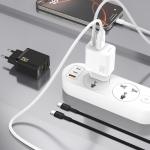 Incarcator retea Dudao A26TCEU, 1x USB-C, 1x USB-A, Power Delivery 25W, Cablu USB-C la USB-C inclus, Alb 5 - lerato.ro