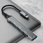 Adaptor HUB 4-in-1 Dudao A16T, USB-C - 3x USB 2.0, 1x USB 3.0, Gri 10 - lerato.ro