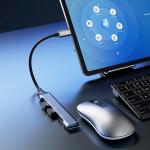 Adaptor HUB 4-in-1 Dudao A16T, USB-C - 3x USB 2.0, 1x USB 3.0, Gri 6 - lerato.ro