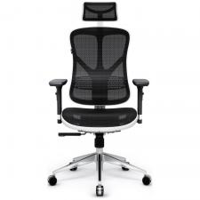Scaun ergonomic Diablo Chairs V-Basic, Recliner, Suport Lombar / Cervical, Ajustabil, Alb / Negru