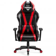 Scaun de gaming Diablo Chairs X-Player 2.0, Normal Size, Recliner, Suport Lombar / Cervical, Ergonomic, Ajustabil, Negru / Rosu