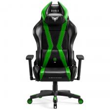 Scaun de gaming Diablo Chairs X-Player 2.0, Normal Size, Recliner, Suport Lombar / Cervical, Ergonomic, Ajustabil, Negru / Verde