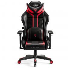 Scaun de gaming Diablo Chairs X-Ray, Normal Size, Recliner, Suport Lombar / Cervical, Ergonomic, Ajustabil, Negru / Rosu