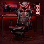 Scaun de gaming Diablo Chairs X-Ray, Normal Size, Recliner, Suport Lombar / Cervical, Ergonomic, Ajustabil, Negru / Rosu 13 - lerato.ro
