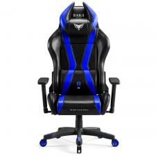 Scaun de gaming Diablo Chairs X-Horn 2.0, Normal Size, Recliner, Suport Lombar / Cervical, Ergonomic, Ajustabil, Negru / ALbastru
