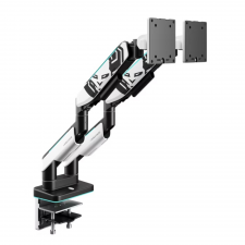 Gaming si Accesorii IT, Suport dublu pentru monitor Diablo RGB X-Arm, 17-35 inch, Rotire brat 360 grade, Iluminare RGB, Alb / Negru, lerato.ro