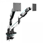 Suport dublu pentru monitor Diablo RGB X-Arm, 17-35 inch, Rotire brat 360 grade, Iluminare RGB, Alb / Negru 4 - lerato.ro