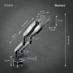 Suport dublu pentru monitor Diablo RGB X-Arm, 17-35 inch, Rotire brat 360 grade, Gri / Negru 10 - lerato.ro