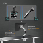 Suport pentru monitor Diablo X-Arm, 17-49 inch, Greutate maxima 20 kg, Iluminare RGB, Negru / Gri 5 - lerato.ro