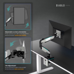 Suport pentru monitor Diablo X-Arm, 17-49 inch, Greutate maxima 20 kg, Iluminare RGB, Negru / Gri 7 - lerato.ro