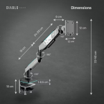 Suport pentru monitor Diablo X-Arm, 17-49 inch, Greutate maxima 20 kg, Iluminare RGB, Negru / Gri 10 - lerato.ro