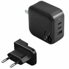 Incarcator retea ENERGEA Travelite GaN66, 66W, 3A, 2xUSB-C, 1xUSB-A, Fast Charging, Negru