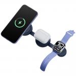 Incarcator wireless pliabil 3 in 1 Bazic GoMag Trio 2, 15W, MagSafe, Albastru 5 - lerato.ro