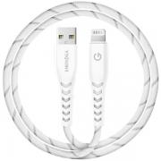 Cablu pentru incarcare si transfer de date ENERGEA Nyloflex C89, USB-A la Lightning, 3A, 480Mbps, 1.5m, Alb