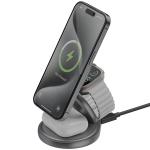 Incarcator Wireless Bazic Bazic GoMag Gyre 3in1, Pliabil, Rotire 360 grade, Compatibil MagSafe, Putere 15W, 3A, USB-C, Gunmetal 6 - lerato.ro