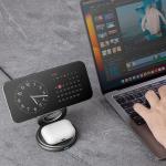 Incarcator Wireless Bazic Bazic GoMag Gyre 3in1, Pliabil, Rotire 360 grade, Compatibil MagSafe, Putere 15W, 3A, USB-C, Gunmetal 7 - lerato.ro