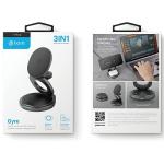 Incarcator Wireless Bazic Bazic GoMag Gyre 3in1, Pliabil, Rotire 360 grade, Compatibil MagSafe, Putere 15W, 3A, USB-C, Gunmetal 8 - lerato.ro