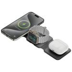 Incarcator Wireless Bazic GoMag Trio Plus Compact 3in1, Compatibil MagSafe, Putere 15W, 3A, USB-C, Gri 2 - lerato.ro