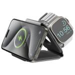 Incarcator Wireless Bazic GoMag Trio Plus Compact 3in1, Compatibil MagSafe, Putere 15W, 3A, USB-C, Gri 3 - lerato.ro