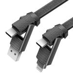 Cablu pentru incarcare si transfer de date ENERGEA Bazic GoCharge Alucable 4 in 1, USB-A / USB-C la USB-C / Lightning, 60W,  480Mbps, 1m, Negru 3 - lerato.ro