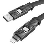 Cablu pentru incarcare si transfer de date ENERGEA Bazic GoCharge Alucable 4 in 1, USB-A / USB-C la USB-C / Lightning, 60W,  480Mbps, 1m, Negru 7 - lerato.ro