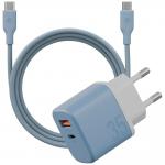 Incarcator retea Bazic GoPort Velox, 35W, 3A, 1xUSB-C / 1xUSB-A, Fast Charging, Cablu USB-C/USB-C inclus, Albastru 2 - lerato.ro