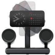 Statie de incarcare 2 in 1 Energea Magaudio Stand, 15W, Difuzoare stereo 8W incluse, MagSafe, Rotire 360 grade, USB-C, Negru