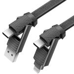 Cablu pentru incarcare si transfer de date ENERGEA Bazic GoCharge Alucable 4 in 1, USB-A / USB-C la USB-C / Lightning, 60W,  480Mbps, 15cm, Negru 3 - lerato.ro