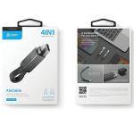 Cablu pentru incarcare si transfer de date ENERGEA Bazic GoCharge Alucable 4 in 1, USB-A / USB-C la USB-C / Lightning, 60W,  480Mbps, 15cm, Negru 8 - lerato.ro