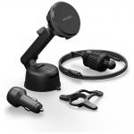 Suport auto ENERGEA Magarctic Drive, Air Vent / Dashboard / Windshield Mount, Compatibil MagSafe, Incararcare Wireless 25W, USB-C, Negru 5 - lerato.ro