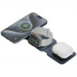 Incarcator Wireless 3 in 1 Energea Bazic GoMag Trio Plus cu MagSafe, Pliabil, Incarcare Wireless 15W, Alimentare USB-C, Navy Blue 2 - lerato.ro