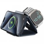 Incarcator Wireless 3 in 1 Energea Bazic GoMag Trio Plus cu MagSafe, Pliabil, Incarcare Wireless 15W, Alimentare USB-C, Navy Blue 3 - lerato.ro