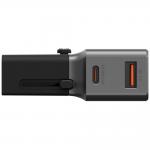 Adaptor retea Energea TravelWorld 1A1C, 1x USB-A, 1x USB-C, 25W, Compatibil cu prize EU/UK/US/AU, Gunmetal 5 - lerato.ro