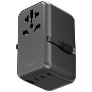 Adaptor retea Energea TravelWorld GAN85, 1x USB-A, 3x USB-C, 1x Cablu USB-C, 85W, Compatibil cu prize EU/UK/US/AU, Gunmetal