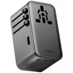 Adaptor retea Energea TravelWorld GaN, 3x USB-C, 1x USB-A, 160W, Compatibil cu prize EU/UK/US/AU, Gunmetal 3 - lerato.ro
