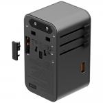 Adaptor retea Energea TravelWorld GaN, 3x USB-C, 1x USB-A, 160W, Compatibil cu prize EU/UK/US/AU, Gunmetal 5 - lerato.ro
