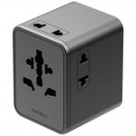 Adaptor retea Energea TravelWorld Mini GaN, 3x USB-C, 2x USB-A, 45W, Compatibil cu prize EU/UK/US/AU, Gunmetal 2 - lerato.ro