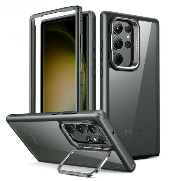 Carcasa ESR Shock Armor Kickstand compatibila cu Samsung Galaxy S23 Ultra Green/Clear
