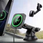 Suport auto ESR Halolock Magnetic Qi2, Dashboard/Windshield Mount, Compatibil MagSafe, Incarcare wireless 15W, Rotire 360 grade, Cablu USB-C 1m inclus, Negru 4 - lerato.ro