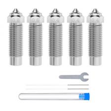 Accesorii imprimante 3D, Set de 5 duze din otel compatibile cu ELEGOO Neptune 4 Plus / 4 Max, 0.4 mm x3, 0.6 mm x1, 0.8 mm x1, Silver, lerato.ro