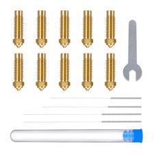 Accesorii imprimante 3D, Set de 10 duze din alama compatibile cu ELEGOO Neptune 4 Plus / 4 Max, 0.4 mm x4, 0.6 mm x2, 0.8 mm x2, 1.0 mm x2, Gold, lerato.ro
