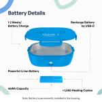 Caserola alimentara smart Faitron HeatsBox GO Light, Incalzire alimente, Putere 100W, Capacitate 540ml, Greutate 900g, USB-C, Albastru 4 - lerato.ro
