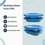 Caserola alimentara smart Faitron HeatsBox GO Light, Incalzire alimente, Putere 100W, Capacitate 540ml, Greutate 900g, USB-C, Albastru 5 - lerato.ro