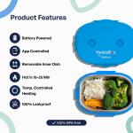 Caserola alimentara smart Faitron HeatsBox GO Light, Incalzire alimente, Putere 100W, Capacitate 540ml, Greutate 900g, USB-C, Albastru 6 - lerato.ro