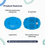 Caserola alimentara smart Faitron HeatsBox GO Light, Incalzire alimente, Putere 100W, Capacitate 540ml, Greutate 900g, USB-C, Albastru 9 - lerato.ro